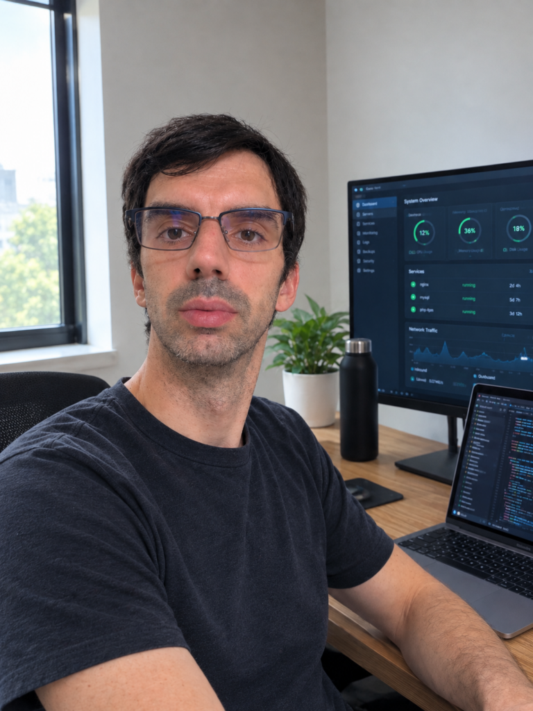 abien Chastel, founder of Chasbit Digital, at his desk